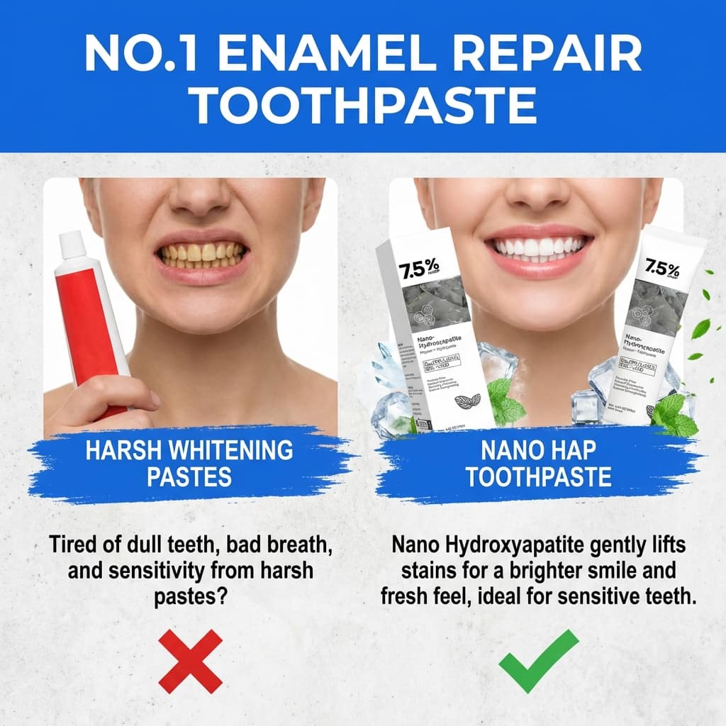A tube of Aurenza Shop natural toothpaste designed to rebuild enamel and soothe sensitive teeth, placed on a white surface.