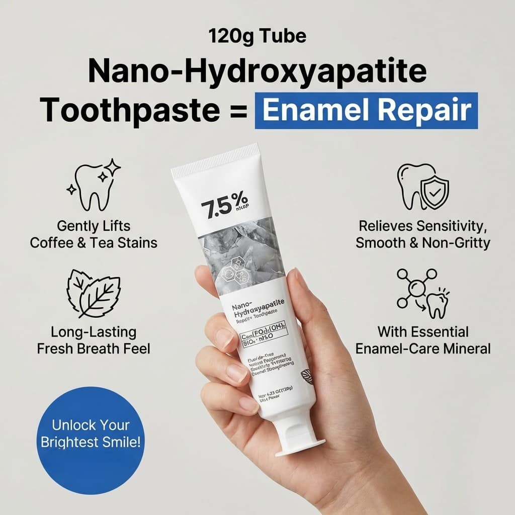 A close-up of Aurenza Shop natural toothpaste for sensitive teeth, designed to rebuild enamel in 7 days.