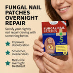 Aurenza Shop Repair Nail and Stop Yellow Fungus Patch applied to toenail showing clear, healthy nail growth.