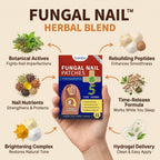 Aurenza Shop Repair Nail and Stop Yellow Fungus Patch applied to a toenail to treat fungus overnight.