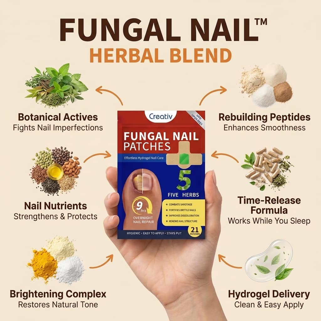Aurenza Shop Repair Nail and Stop Yellow Fungus Patch applied to a toenail to treat fungus overnight.