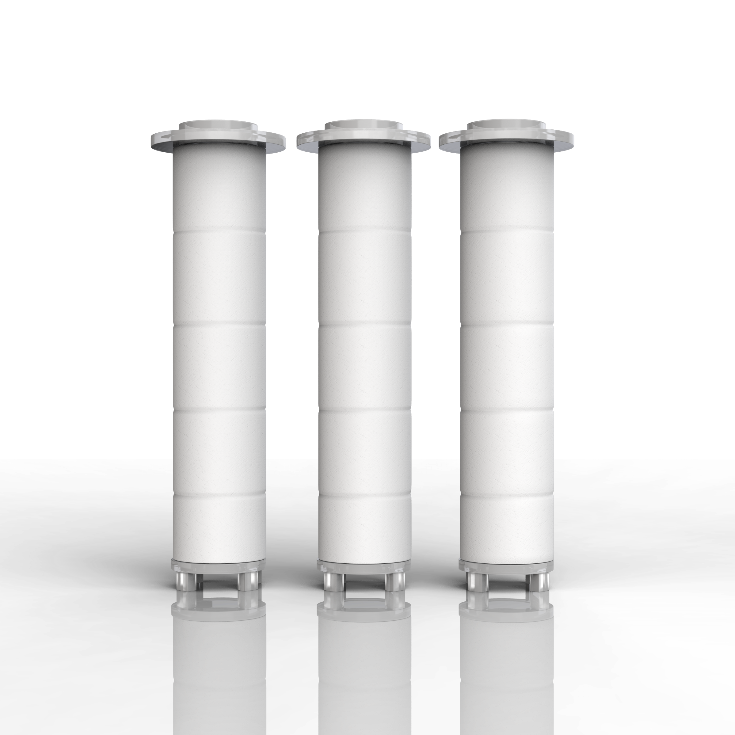 Three replacement filters from Aurenza Shop, shown in a 3D render, designed for air or water purification systems.