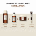 A skincare set featuring the SKIN1004 Complete Skin Barrier Set with bottles of cleanser, toner, and moisturizer on a white background.