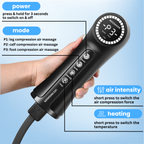 Aurenza Therava™ Air Compression Leg Massager with Heat, showing remote control and user instructions for soothing leg relief.