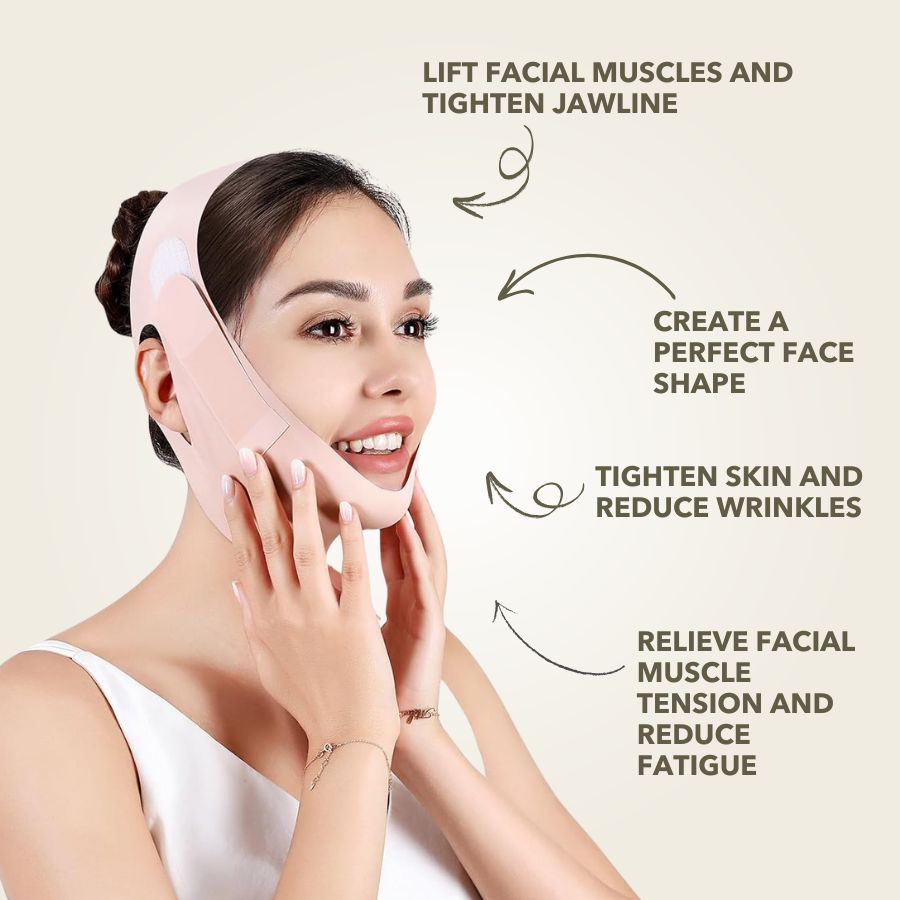 Reusable V-Lift Pro chin strap from Aurenza Shop for sculpted, toned jawline, shown in the product image 129.jpg.