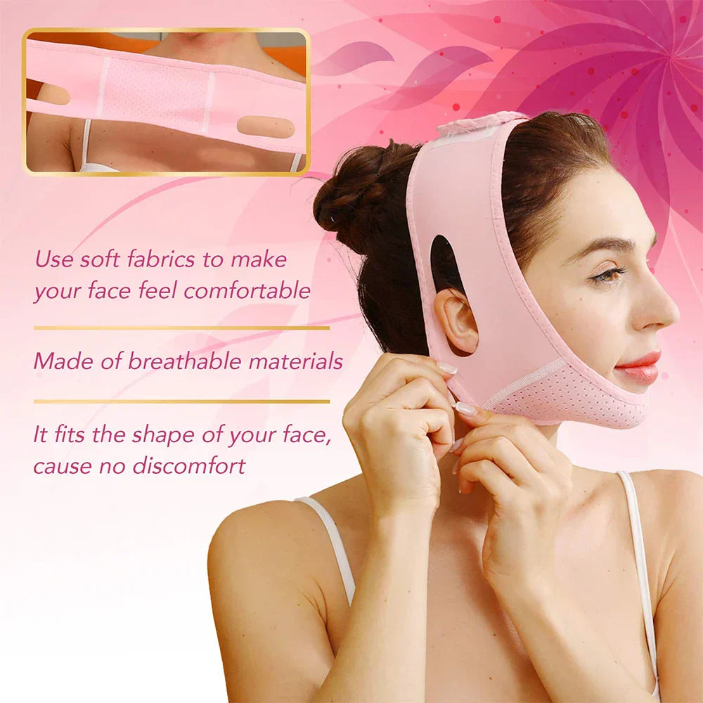 Aurenza V-Sculpt Cheek Lift and Slimming Strap shown in black, designed to contour and lift the cheeks for a sculpted look.