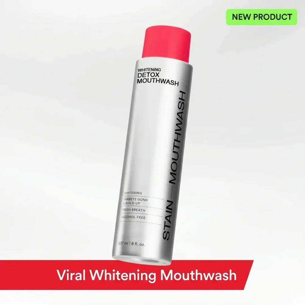 Viralaluna Bright White Mouthwash by Aurenza Shop showing a clear bottle with white mouthwash and mint flavor label.