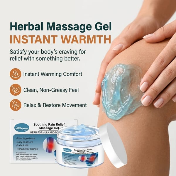 Aromatherapy herbal massage gel with ginger and herbal extracts, showcasing a smooth, translucent gel in a clear container.