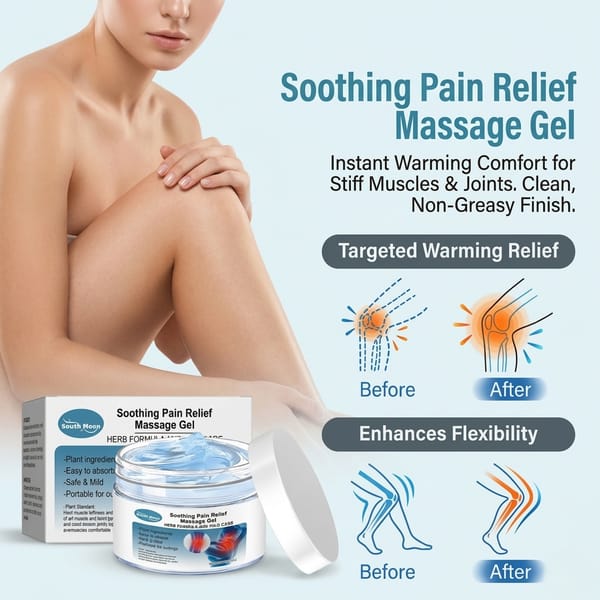 Herbal massage gel with ginger and extracts, Aurenza Shop, showing a jar of warming herbal massage gel with fresh herbs.