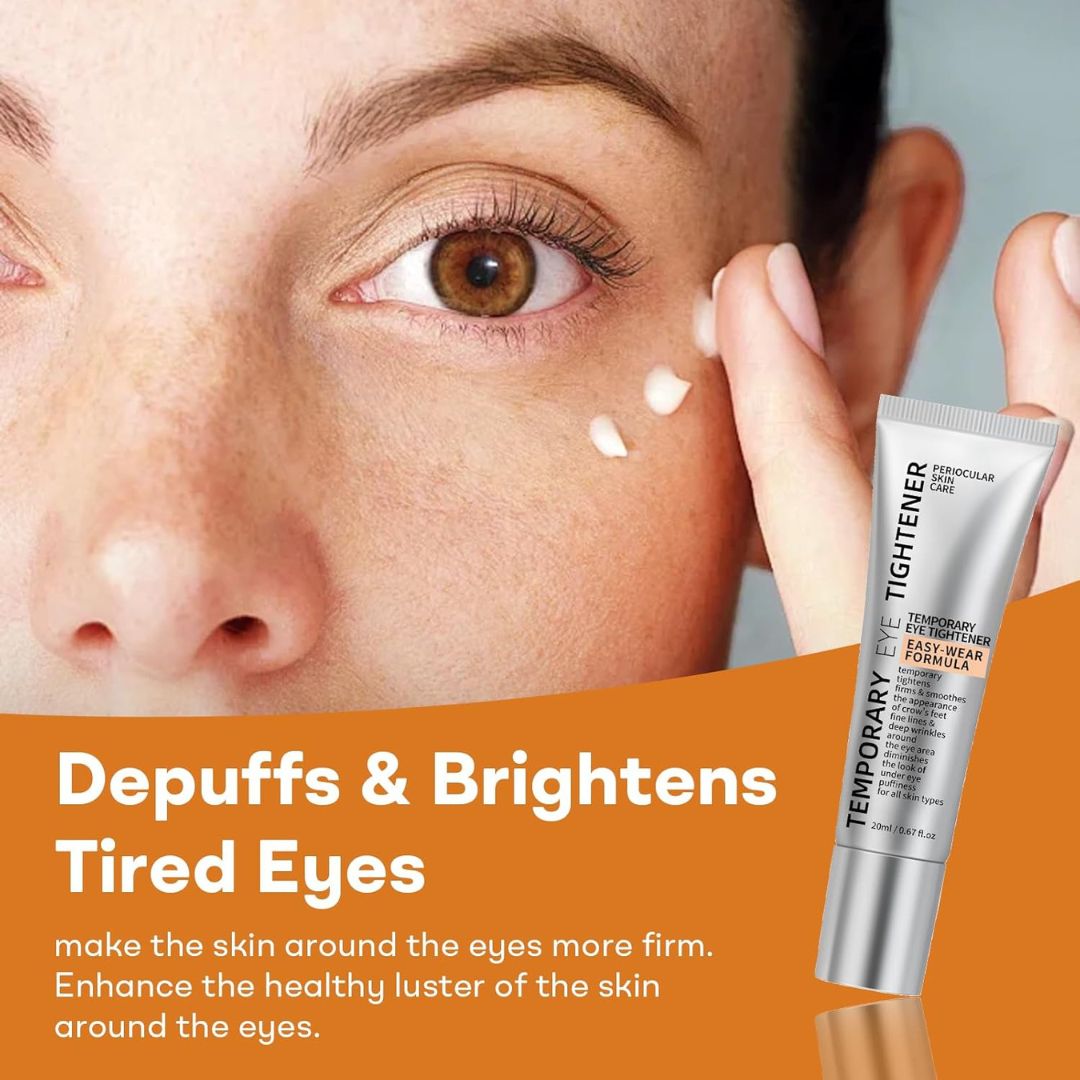 Aurenza EyeGlow™ Eye Tightening Solution in a sleek container, designed for facial skin firming and eye area rejuvenation.