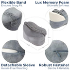 Aurenza Shop Align & Ease Leg Pillow showing a white ergonomic pillow designed for leg support and comfort.