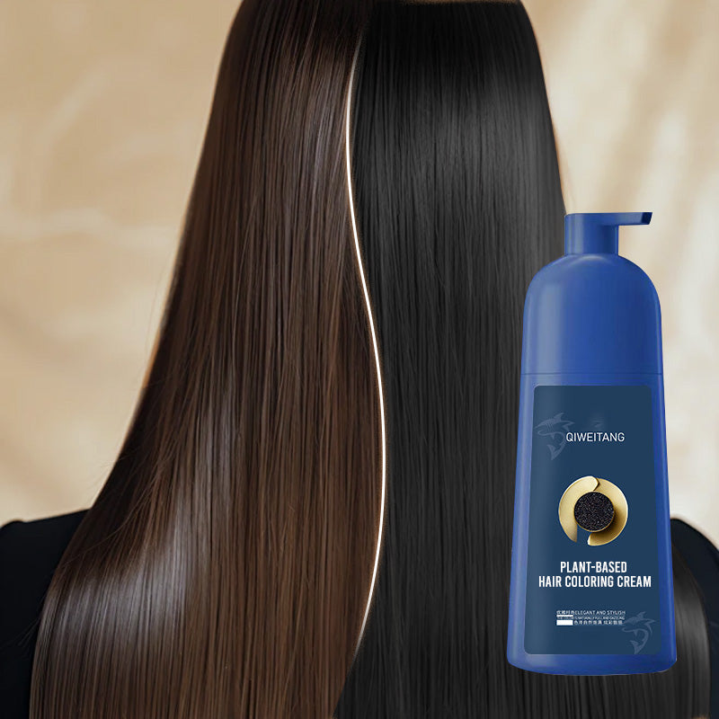 Plant-based hair coloring cream from Aurenza Shop, natural formula in a white jar with green and purple accents.