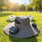 Aurenza Shop ultralight solar fan sun hat featuring a wide brim for sun protection, perfect for summer outdoor activities