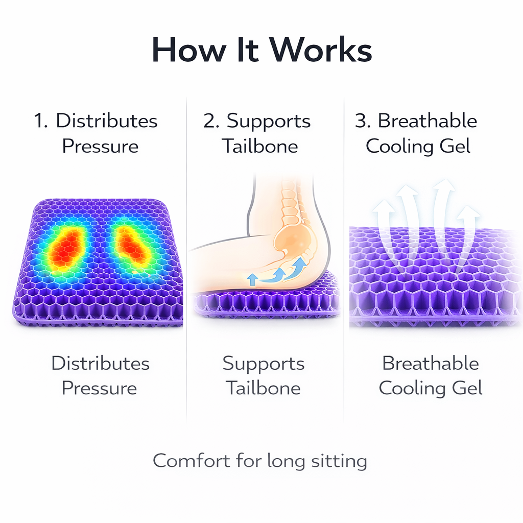 Aurenza Shop Lift & Align™ Gel Seat with ergonomic design and cushioned surface for comfort and support.