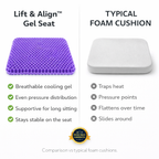 Aurenza Shop Lift & Align™ Gel Seat showing ergonomic design and cushioned surface for comfort and support.