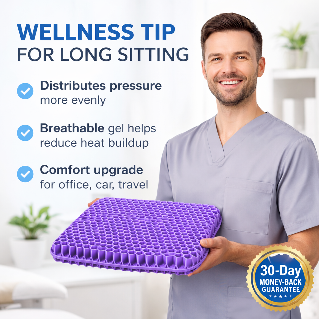 Aurenza Shop Lift & Align™ Gel Seat showing ergonomic design with gel padding for comfort and support.