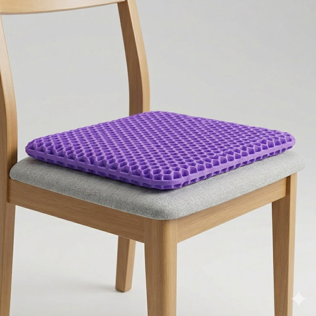 Aurenza Shop Lift & Align™ Gel Seat showing a thinner, ergonomic cushion designed for comfort and support.