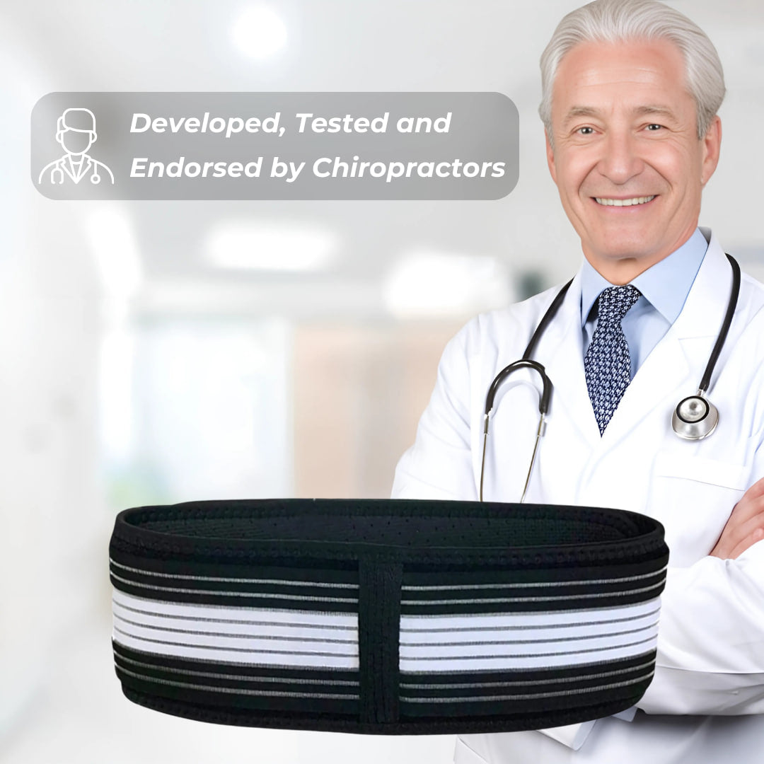 Aurenza Shop cervical relief belt shown wrapped around a person's neck, providing support and comfort for neck pain.