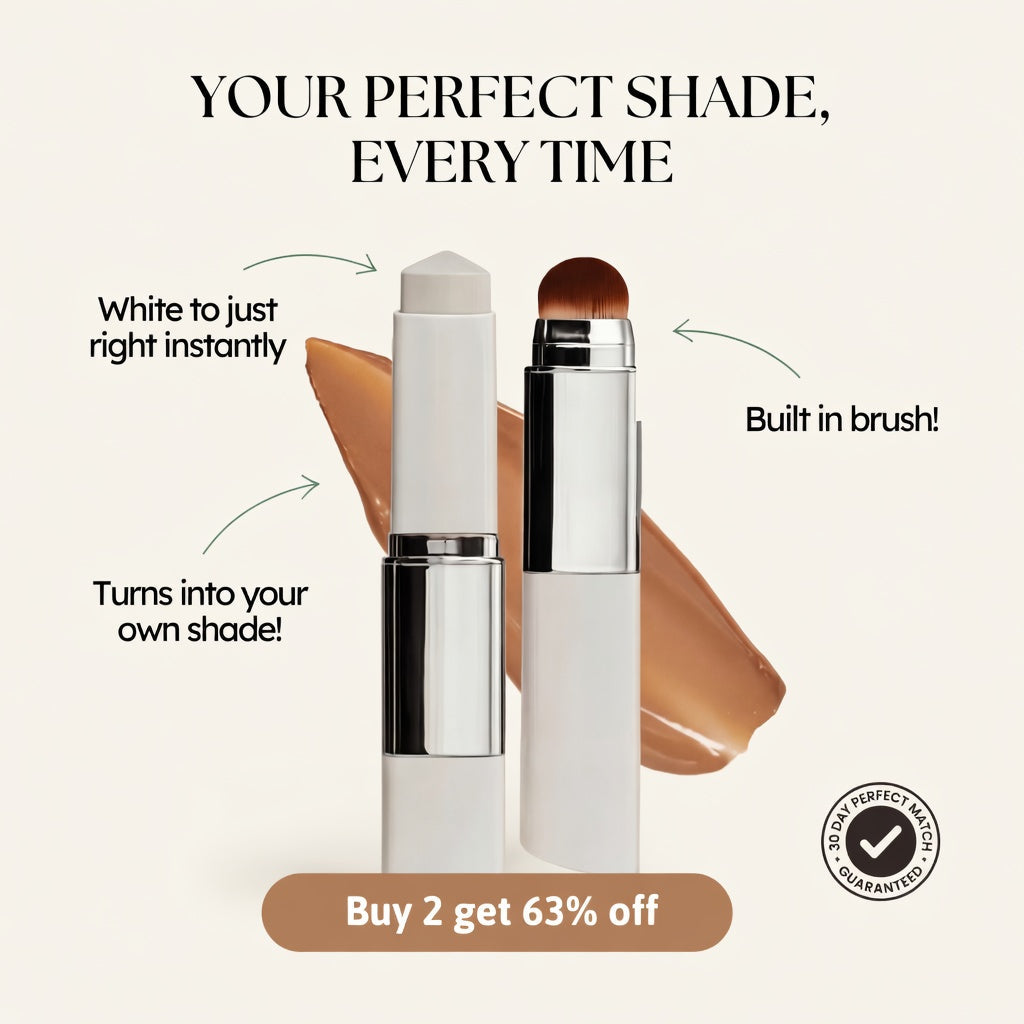 Aurenza Shop Color Changing Foundation Stick™️ with a sleek beige stick and cap, designed for seamless skin tone blending.
