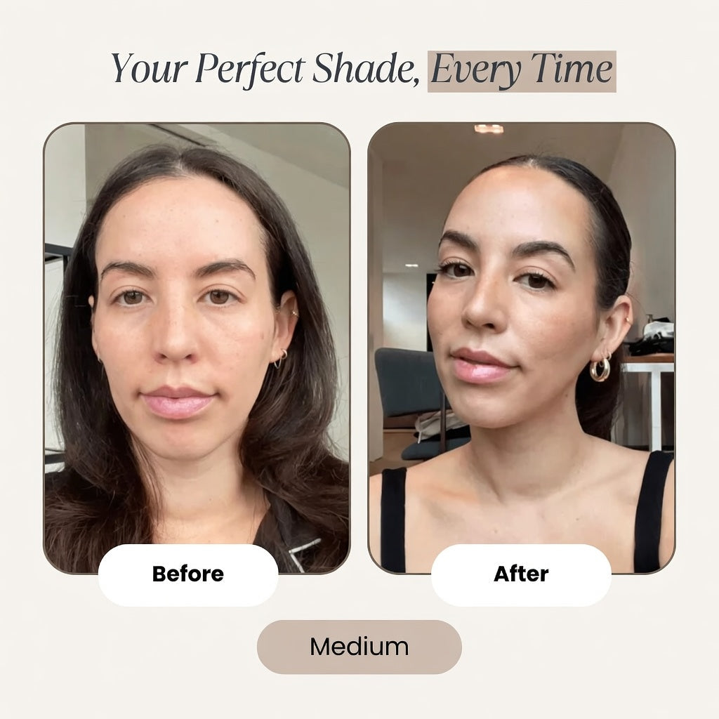 Aurenza Shop Color Changing Foundation Stick™️ shown with the stick open, displaying smooth, multi-tonal foundation in a sleek tube.