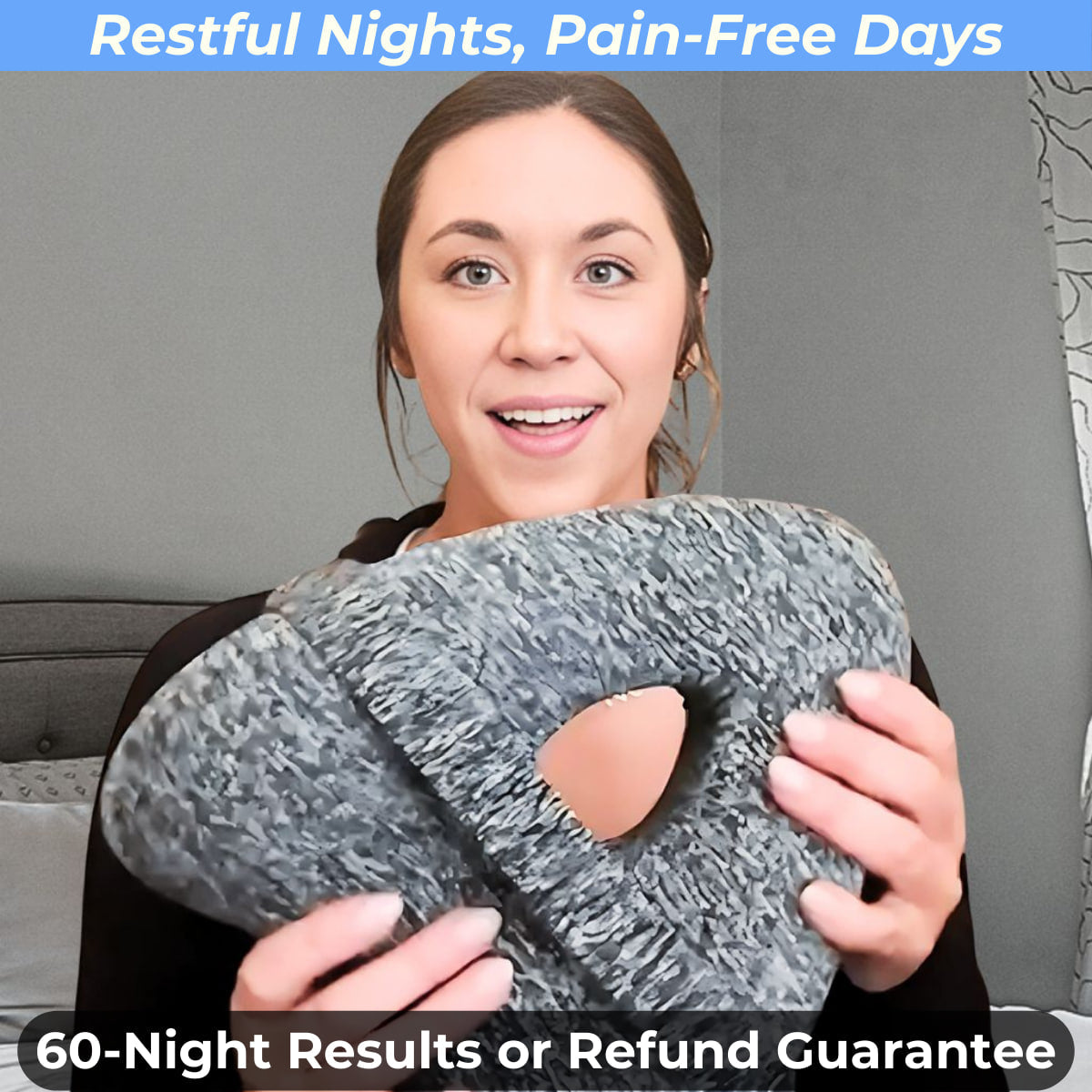 Aurenza Shop alignment pillow with ergonomic design, featuring soft fabric cover and supportive shape for neck and back alignment.