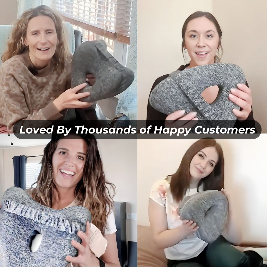 A group of people using Aurenza Shop alignment pillows, demonstrating proper neck and shoulder support for better sleep.