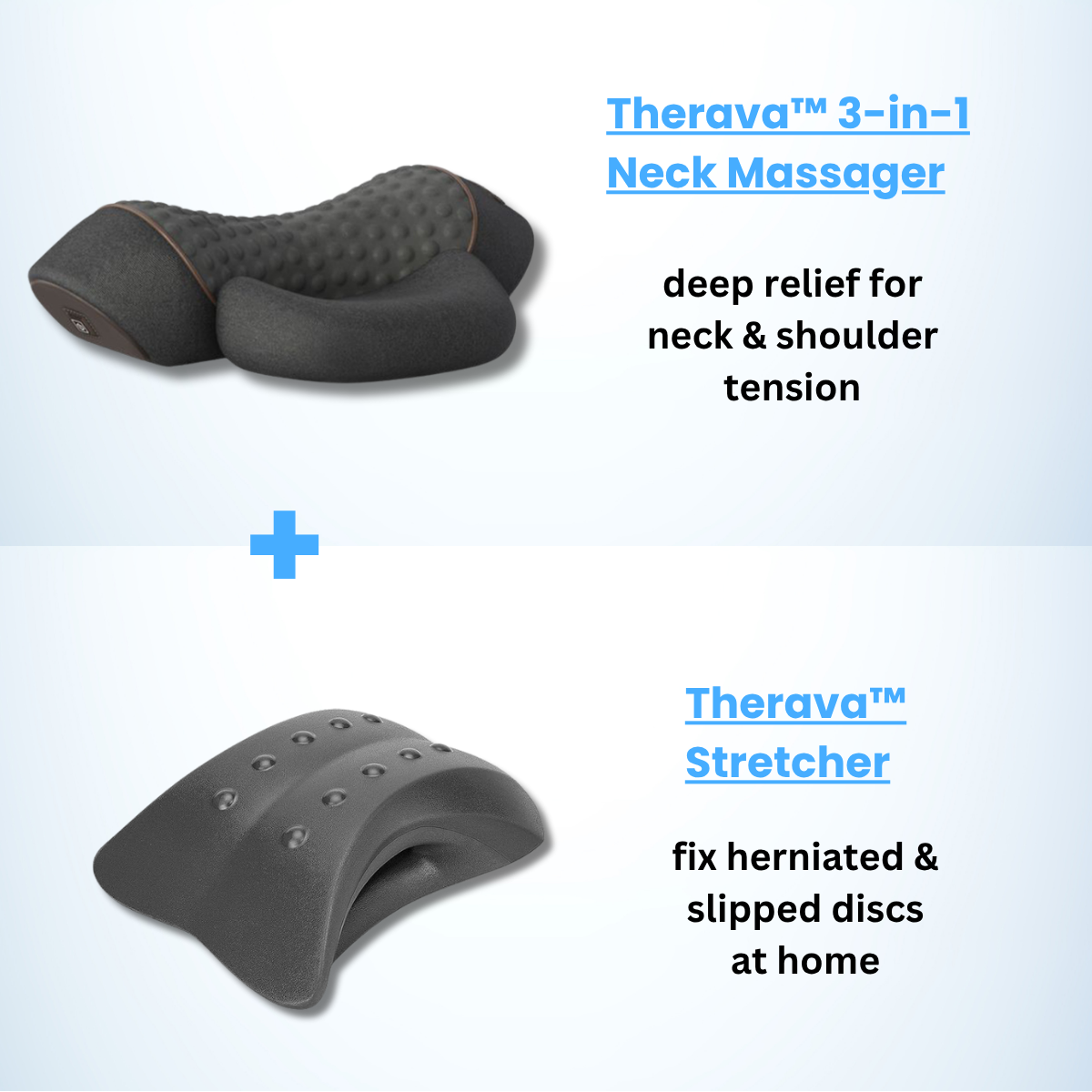 Black Therava 3-in-1 neck massager and stretcher by Aurenza Shop, showing its ergonomic design and adjustable features.