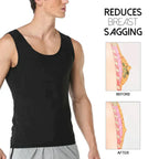 Men's SlimZ Gynecomastia compression tank top by Aurenza Shop, featuring a snug fit and seamless design for chest contouring.