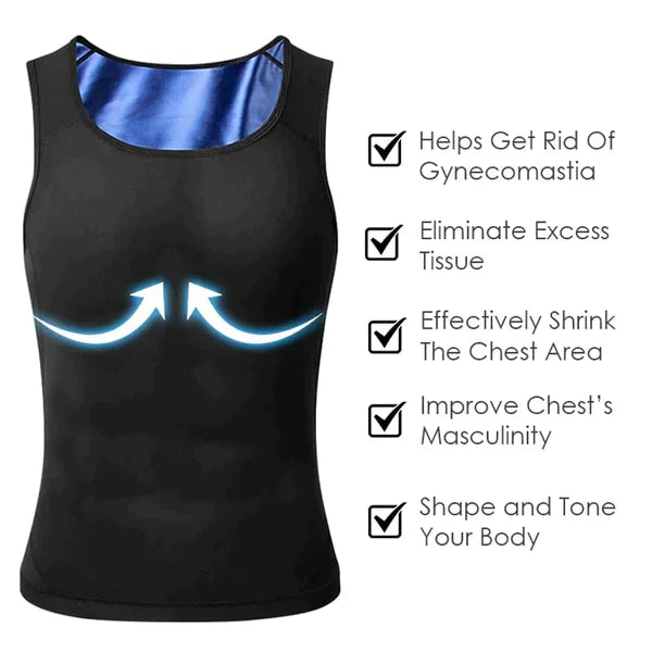 Aurenza Shop MenSlimZ gynecomastia compression tank top in black, designed for chest flattening and support.