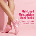 Aurenza Shop gel moisturizing socks for spa-soft, smooth heels, showing the soft, gel-lined interior and cozy design.