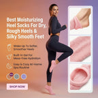 Aurenza Shop gel moisturizing socks for spa-soft, smooth heels, shown on feet with relaxed, hydrated skin.