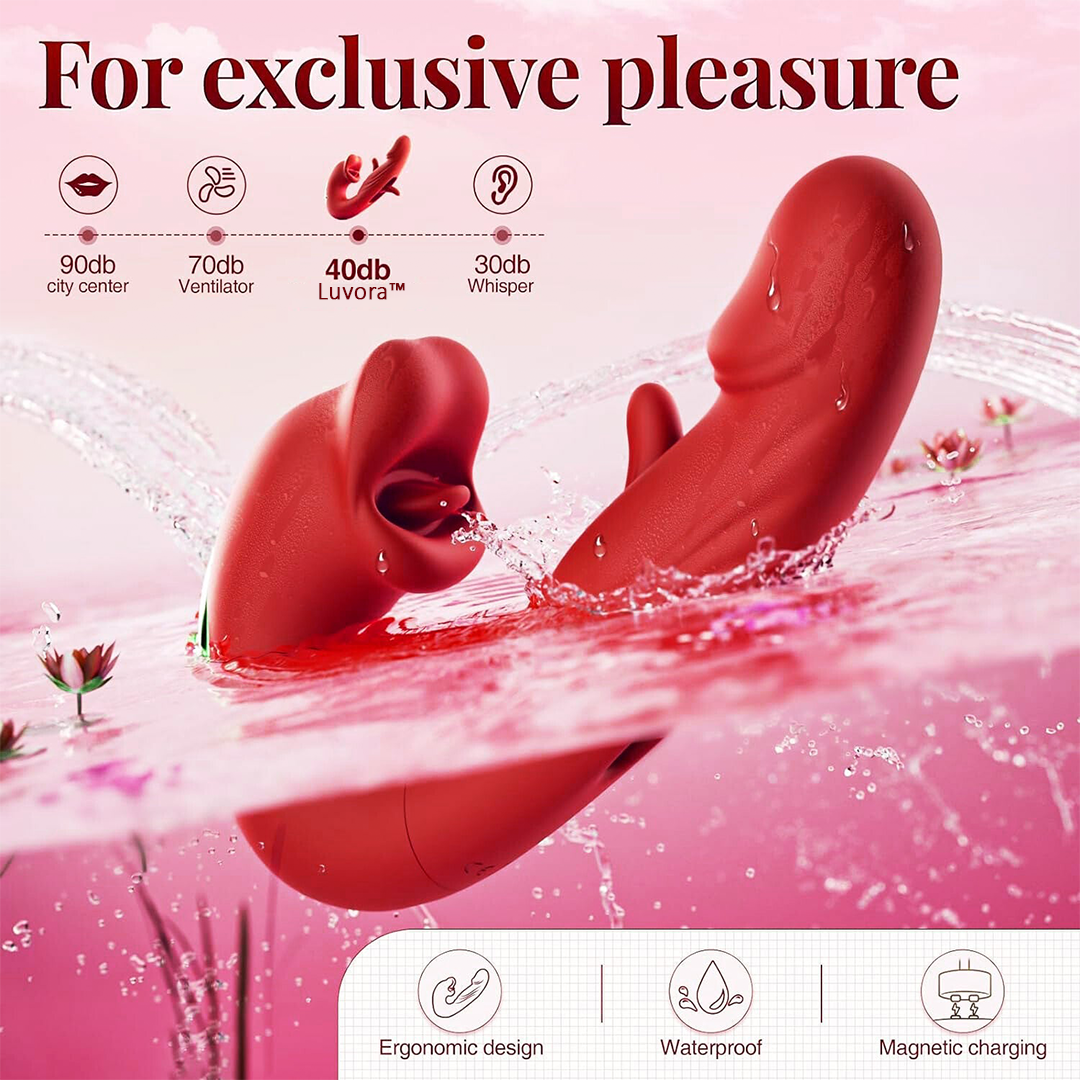 Aurenza Shop 2026 Upgraded Luvora 4-in-1 flapping and licking vibrator with sleek design and multiple stimulation features.