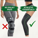 Aurenza Shop non-slip compression knee sleeve for running and gym support, shown on a person's knee during exercise.