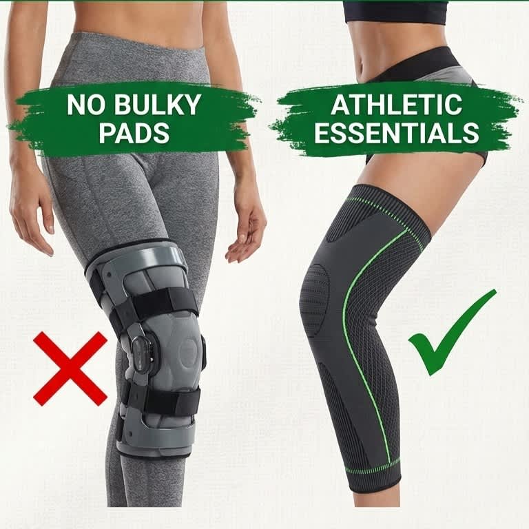 Aurenza Shop non-slip compression knee sleeve for running and gym support, shown on a person's knee during exercise.