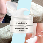 Aurenza Shop Nose Plants Pore Strips for skincare, showing the strips with visible pore-clearing on a person's nose.