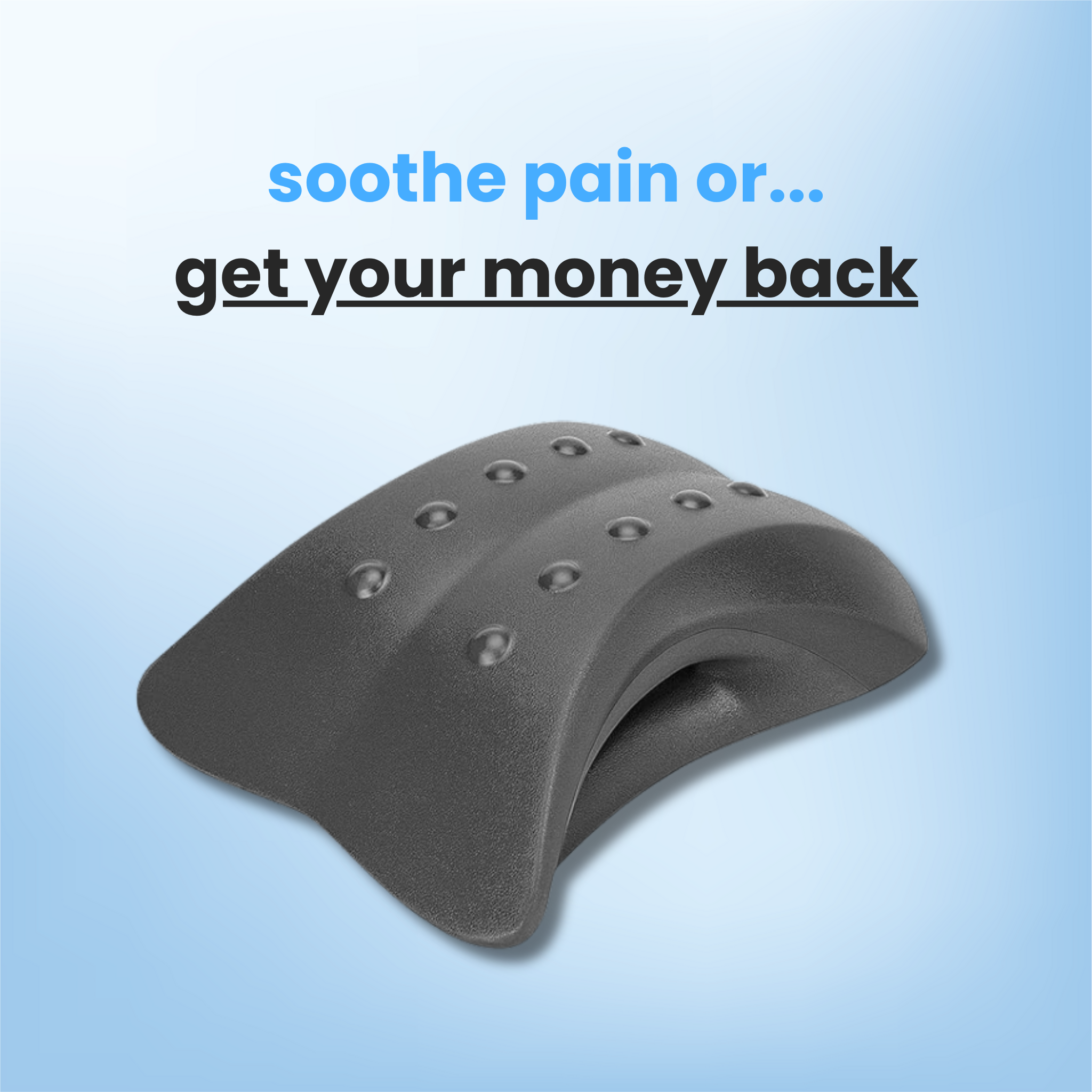 Black Therava™ 4-in-1 back and neck stretcher by Aurenza Shop, showing its ergonomic design for spinal relief and relaxation.
