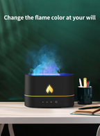 Aurenza Shop HumidiFire™ portable humidifier with sleek design and digital display, emitting mist to add moisture to the air.