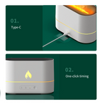 A screenshot of the HumidiFire™ humidifier by Aurenza Shop showing the device's digital display and modern design.
