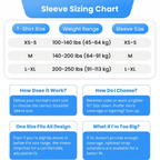 Sizing chart for Aurenza Shop's Retexes® Compression Shoulder Sleeve showing size options and measurements.