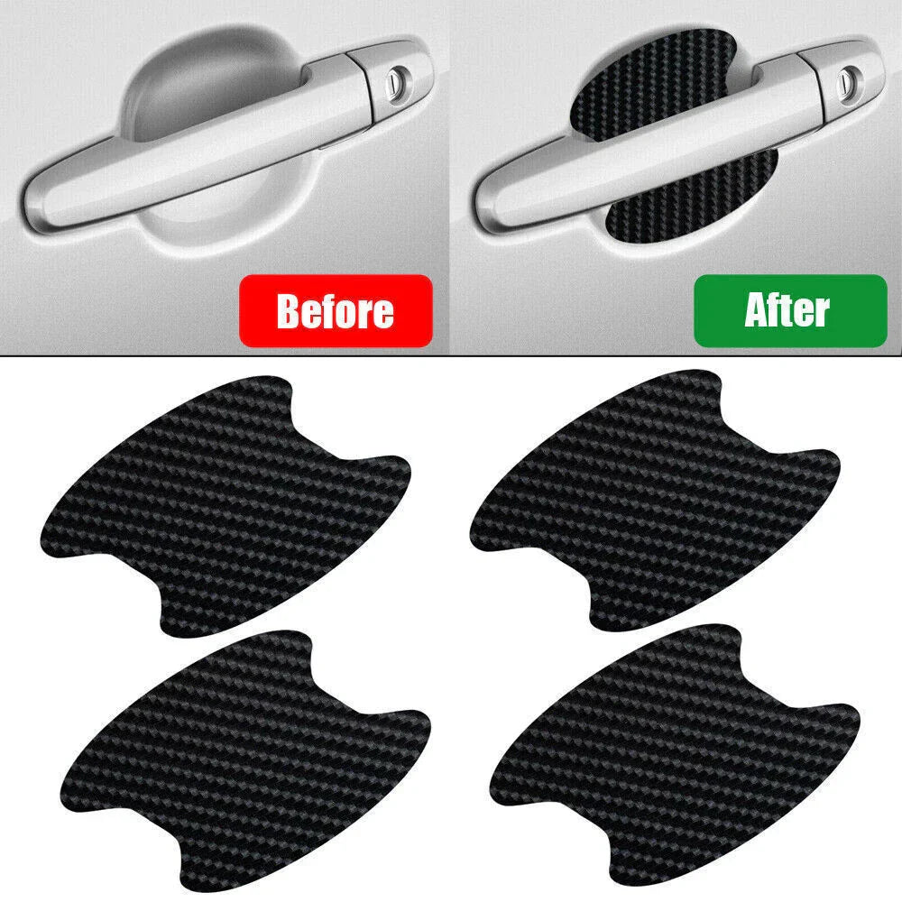 4 x Car Carbon Fiber Door Handle Protector Film Anti-Scratch Sticker Accessories