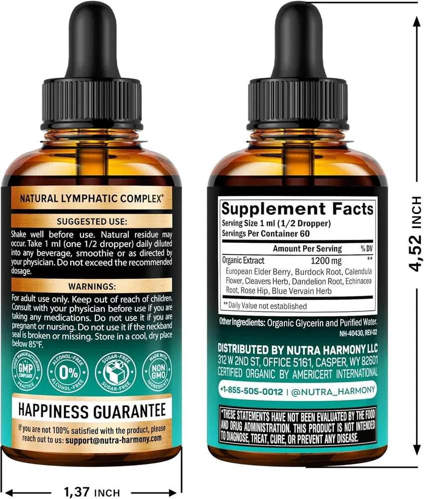 USDA Organic Lymphatic Drainage Supplement - Echinacea | Elderberry | Dandelion