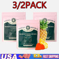Serenzza Vital Source Feminine Balance Gummies in Hawaiian Pineapple flavor, showing colorful gummy bottles and pineapple slices.