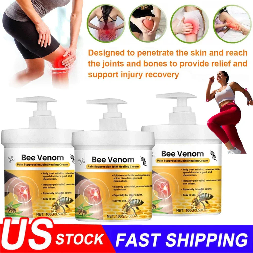 Serenza bee venom joint pain relief cream for men and women, helping soothe joint and bone discomfort with natural ingredients.