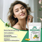 Serenzza Oil of Oregano 300 softgels with black seed oil, featuring 6000mg oregano oil strength in a bottle.