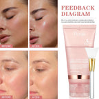 Serenzza collagen overnight peel-off facial mask showing a clear gel mask with floral accents for skin renewal and deep hydration.