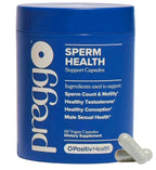 Serenzza Preggo Sperm Health Capsules for Men, 60 vegan capsules, showing the supplement bottle and capsules on a white background.