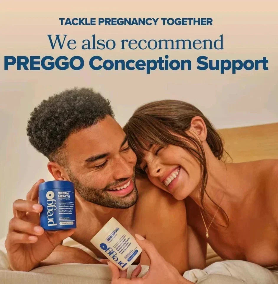 Serenzza Preggo Sperm Health Capsules for Men, 60 vegan caps, showing the supplement bottle with capsules and label.