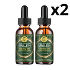 Serenzza Mullein Drops for lung health and immune support, featuring a small brown bottle with a dropper cap.
