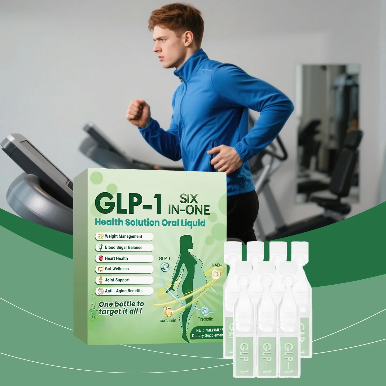 Serenzza Glp-1 Moringa Diet Drops in 7x1ml bottles, designed to boost metabolism and support gut health.