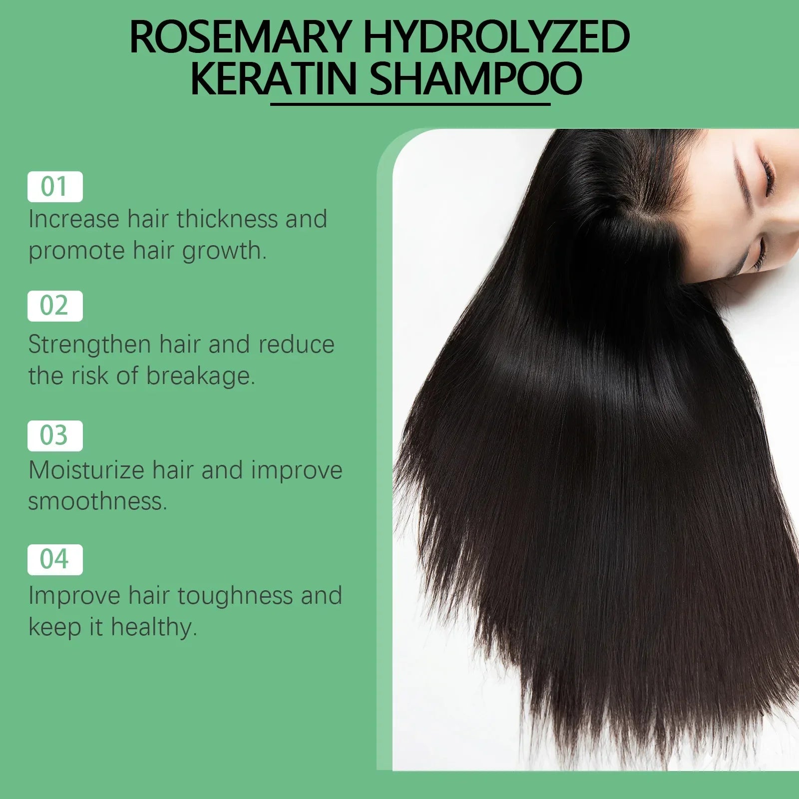 Serenzza Hoegoa Rosemary Hair Shampoo bottle with volumizing, thickening, and nourishing formula for healthy hair care.